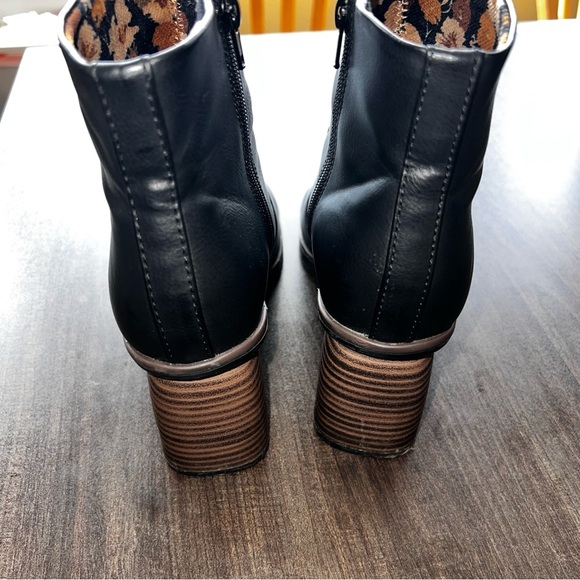 Korks Platform Clog Boots Sz 7 Black faux Leather Y2k Chunky High Block Heel - Picture 4 of 6